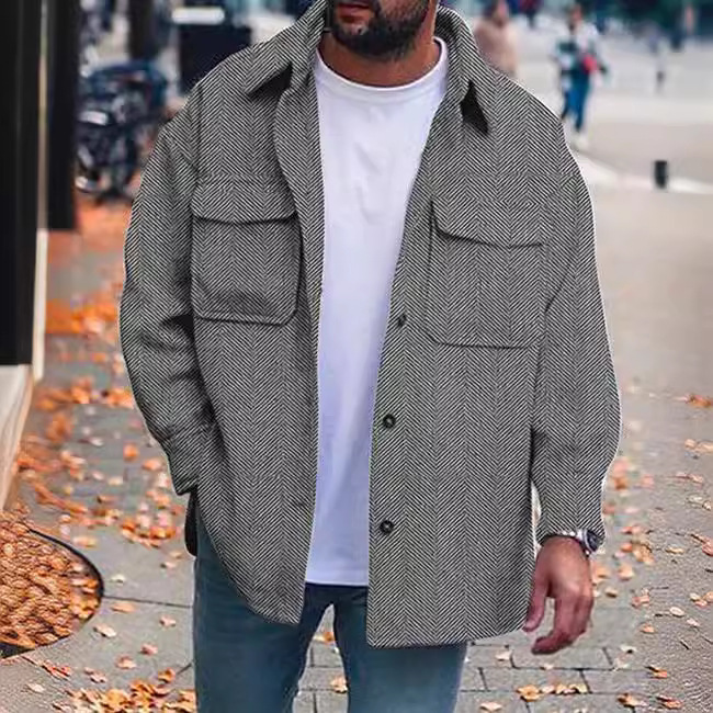 Giacca da lavoro da uomo con stampa digitale 3D a righe primaverili e autunnali_voghion.com