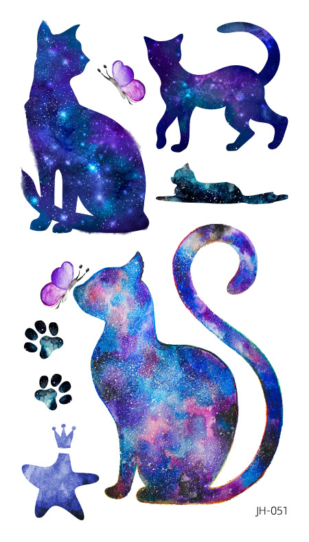 Protección del medio ambiente a prueba de agua sudor desechable lindo gato divertido tatuaje pegatinas cicatriz personalizada cubriendo fresco hombres y mujeres tatuaje