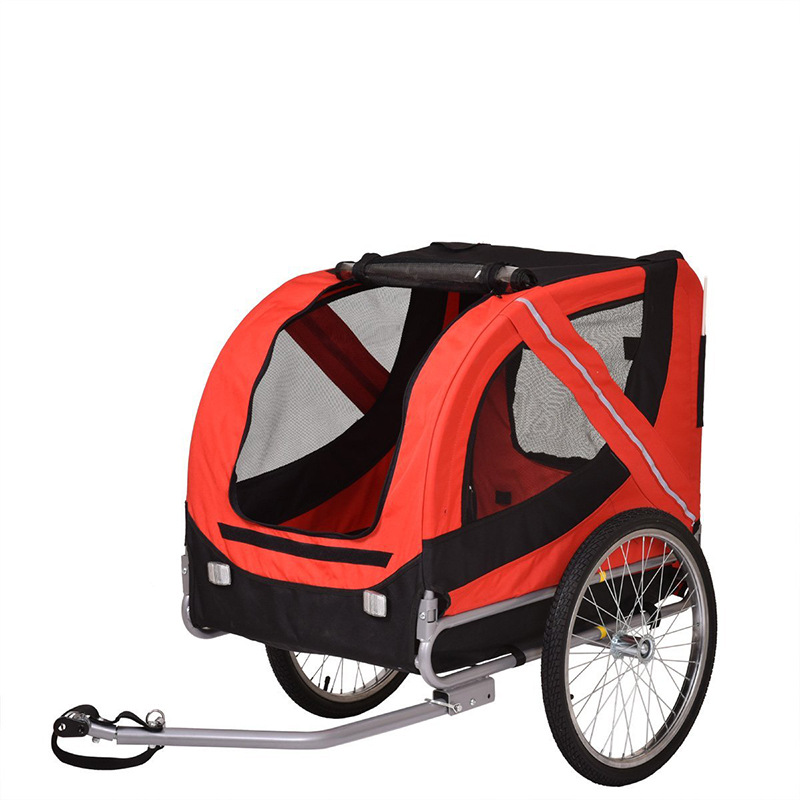 厂家直供 出口可折叠功能多 猫咪狗狗外出拖车 自行车拖车