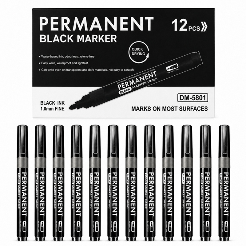 Waterproof oil-based marker pen, black large-tip pen, quick-drying and durable, black stationery marker pen for logistics, non-fading pen Waterproof oil-based marker pen, black large-tip pen, quick-drying and durable, black stationery marker pen for logistics, non-fading pen