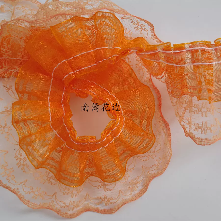 Dual‑layer ruffled lace trim, 4.5 cm wide, decorative sewing ribbon