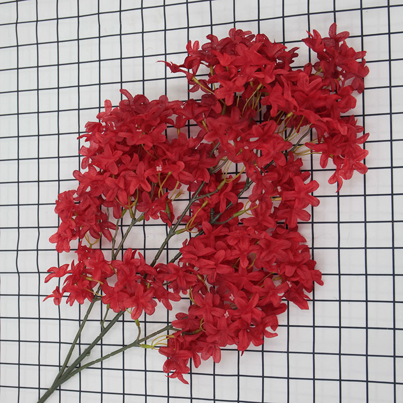 Flor artificial, ramo de cerezo en flor en forma de cruz, tallo único, color morado, para decoración de bodas, arreglos florales, accesorios de flores artificiales, pequeñas margaritas