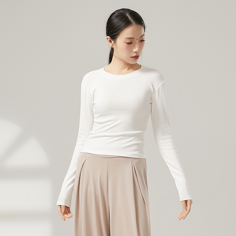 Basic Round Neck Modern Dance Practice Suit Spring Classical Dance Cotton Long Sleeve Top Women's Chinese Body Clothing