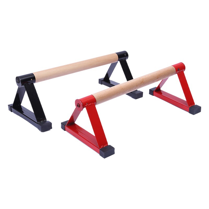 Deseo transfronterizo Soporte de empuje de triángulo de hierro Haya invertida pequeñas barras paralelas equipo de fitness soporte de mango de madera