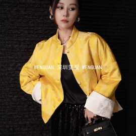 南油轻奢女装冬季真丝醋酸加棉棉衣复古新中式国风禅意素雅休闲保