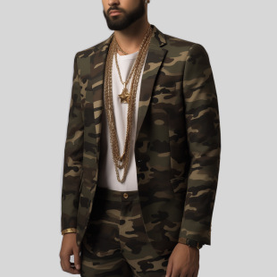 Men's 3D Digital Printing European and American Coat Suit Cos Party Stage Nightclub Shining Cool Performance Suit