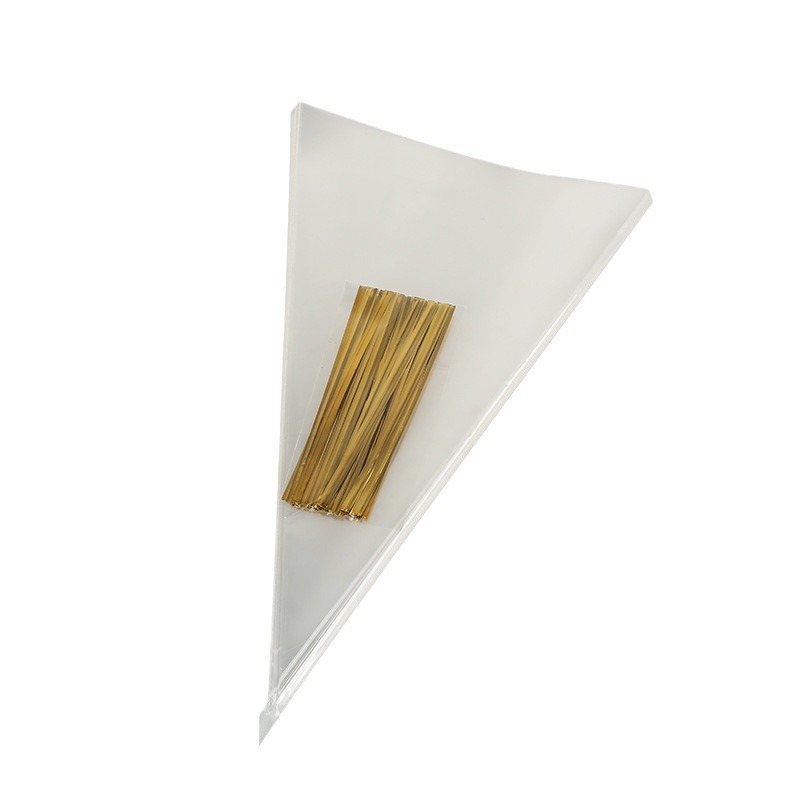 En stock OPP triángulo bolsa de alimentos para hornear dulces bolsa cono de helado de chocolate caramelo bolsa de embalaje de palomitas de maíz