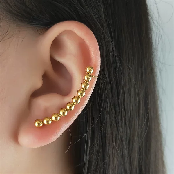 Cross-Border European and American Round Ball Curved Fashion Bead Earrings for Girls New Personalized Earrings Korean Style Earrings and Earrings