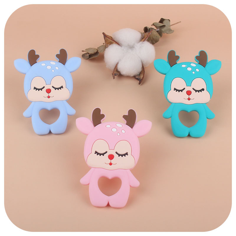 Nuevo bebé suministros de dibujos animados animal ELK Sika ciervos mordedura pegamento bebé creativo teether stick juguete teether