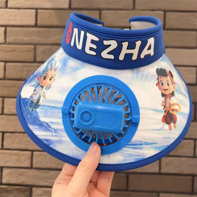 ネザファンハット子供用ベビーかわいい日よけ帽子日焼け止め帽子夏薄い空のシルクハット充電式日よけ帽子|undefined