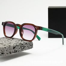 高品质插芯太阳镜女亚马逊跨境外贸方框平光镜经典时尚米钉眼镜男