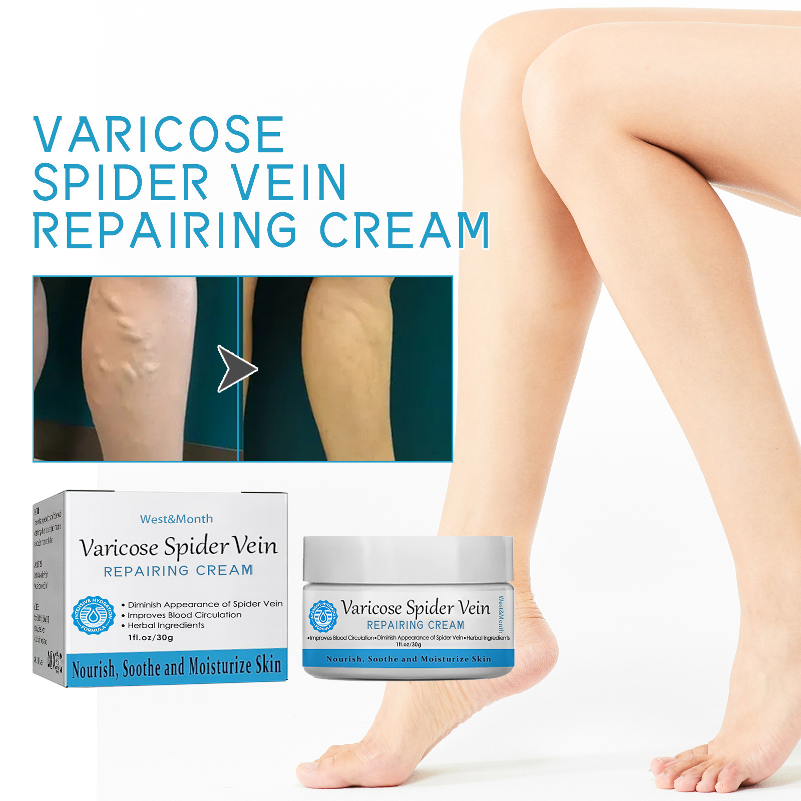 Lindert West&Month Repair Pain Regenwurm Bein prall gefüllte Venenpflege-Massagecreme_voghion.com