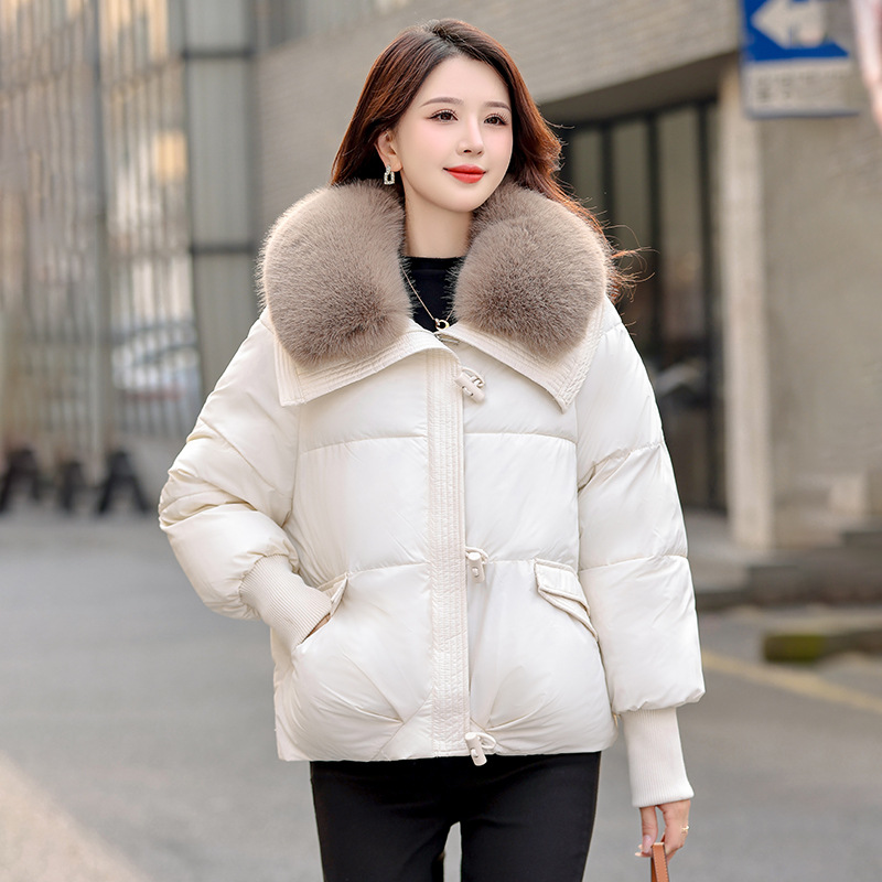 Comercio exterior corto de pluma de algodón para mujeres 2024 invierno nueva moda suelta Meirade cuello de pelo grueso abrigo cálido image 8