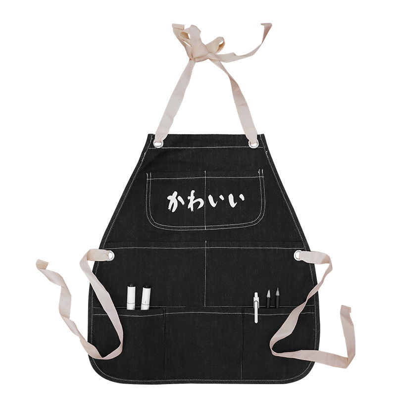 Delantal infantil de algodón Amazon con logotipo personalizado, pintura, caligrafía, delantal vaquero sin mangas para niños, personalización al por mayor