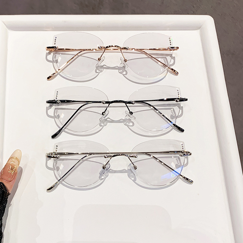 Gafas sin montura de alta calidad, metal puro, ultraligeras, fotocromáticas, gafas ovaladas, monturas de gafas para mujer, gafas para miopía