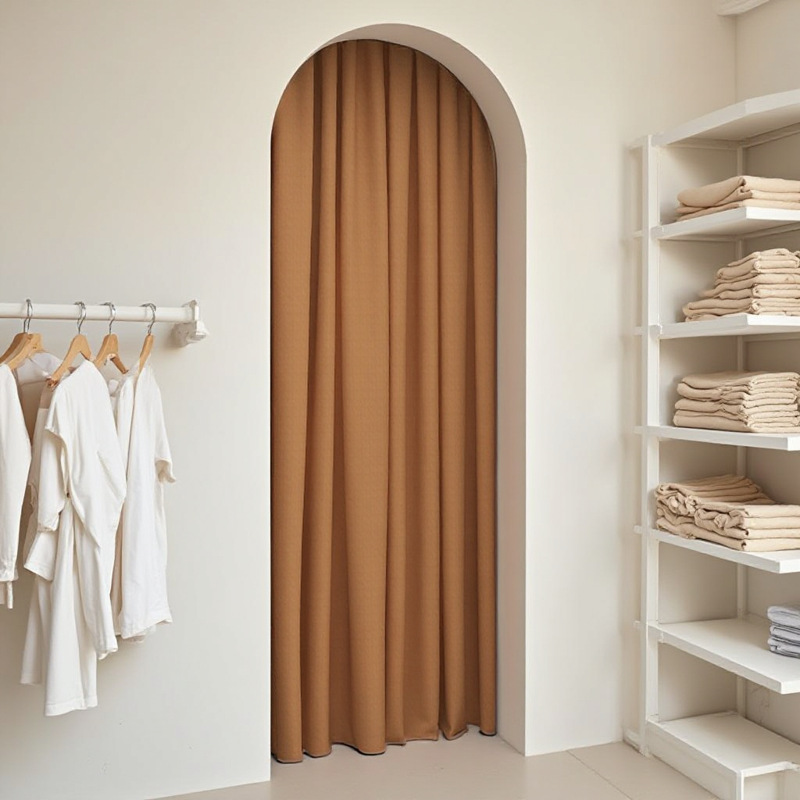 服装店试衣间门帘定店铺商用隔断高档窗帘黑色帘子更衣室布帘