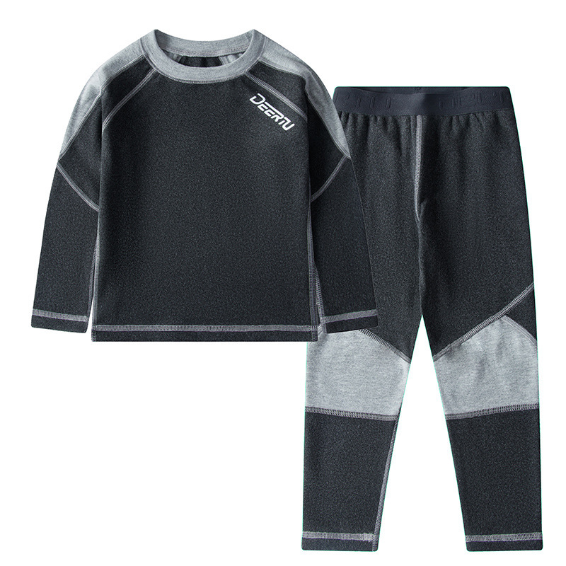 子供用秋服と長ズボン、両面ベルベット、男の子と女の子用のベルベットパジャマ、秋冬のティーンエイジャー用抗菌サーマル下着セット|undefined