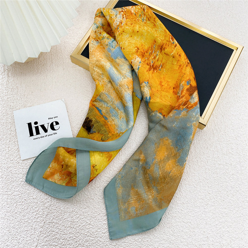 70 Scarves Small Square Women Spring Summer Autumn Thin Fashion Korean Version Elegant Charming Professional Air Hostess Small Collar Scarf Head Scarf