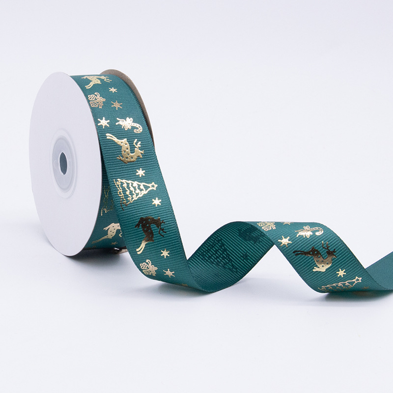 Nueva impresión de cinta de costilla de Navidad 2.5cm caja de regalo de Navidad embalaje cinta de colores cinta Tianyi Mei