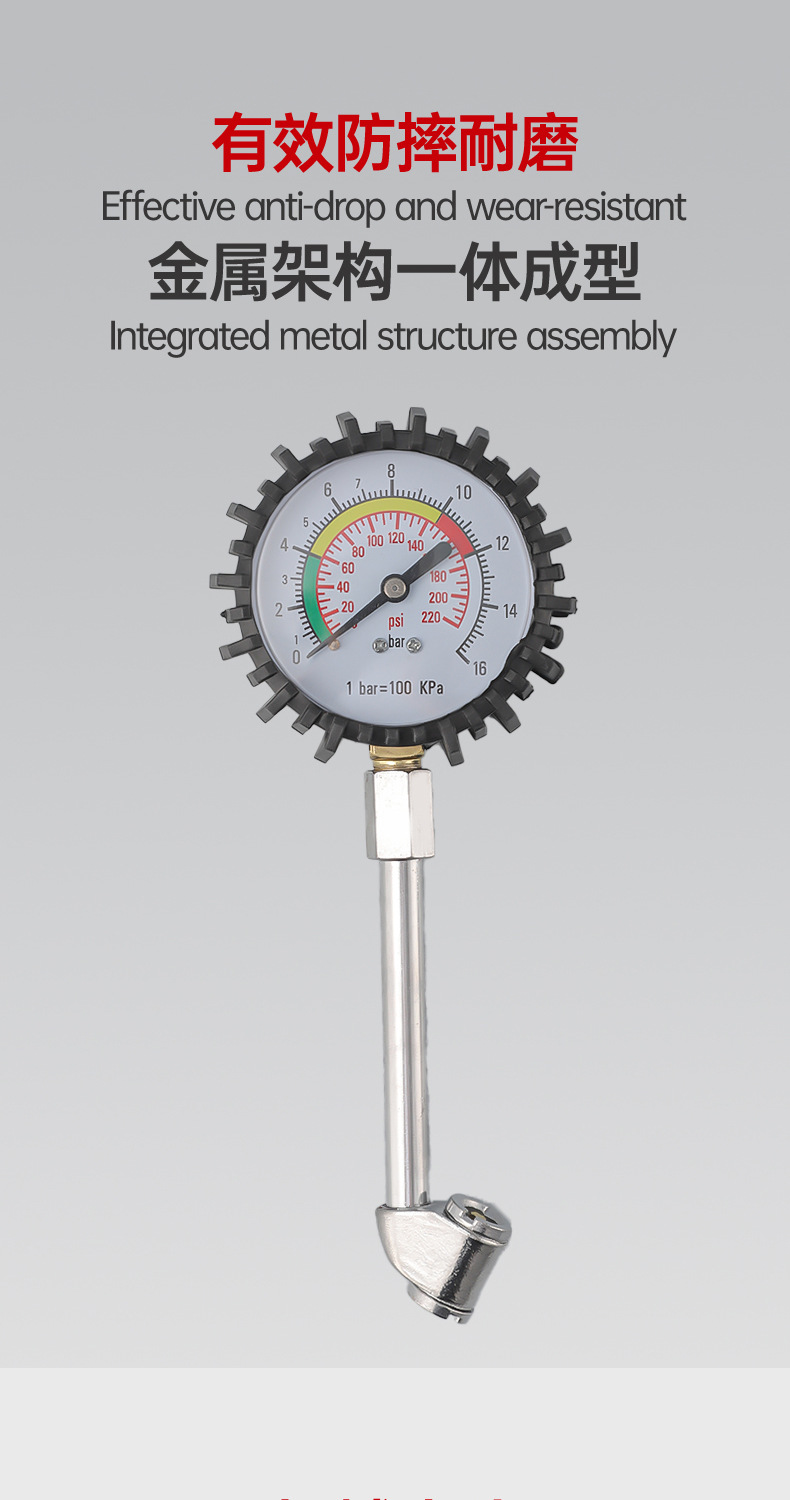 Dual-head air nozzle truck and car tire quick inflation tool, inflating rod, air release valve, inflating nozzle, tire pressure gauge