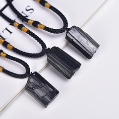 Natural Black Tourmaline Pendant Electric Stone Crystal Raw Ore Necklace Pendant Wholesale