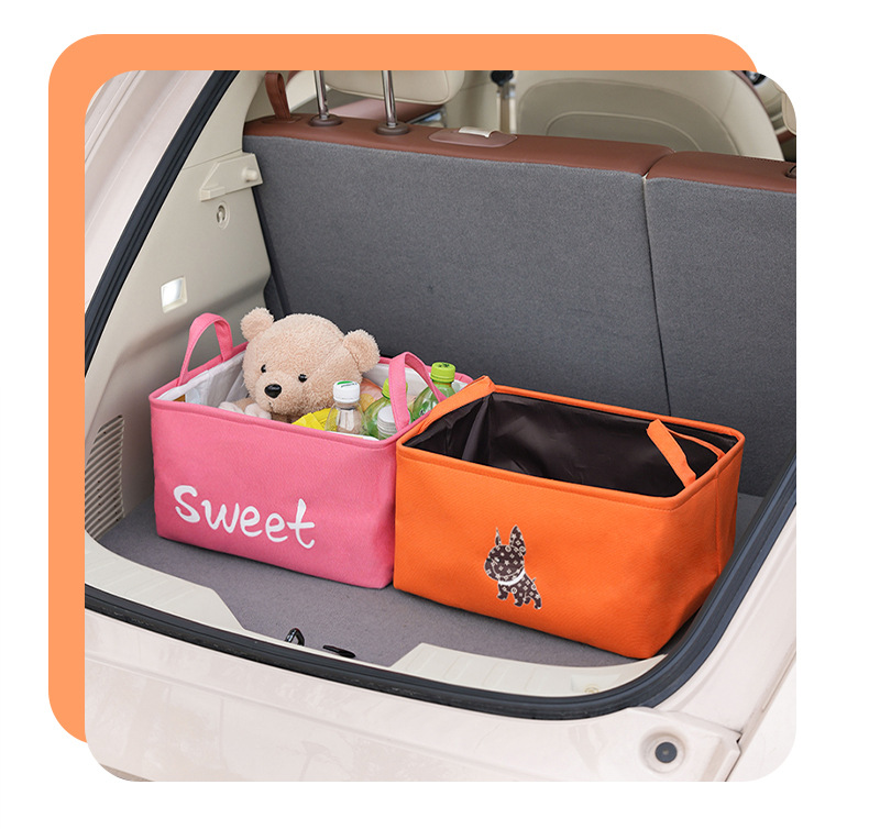 Car Trunk Storage Box Storage Box Cartoon Car Storage Box Large Capacity Car Storage Basket with Handle