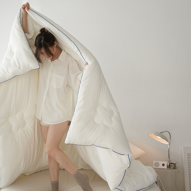 Soft and skin-friendly trendy three-dimensional wrapping water-washed cotton core quilt thickened warm autumn and winter quilt soft waxy single bedding