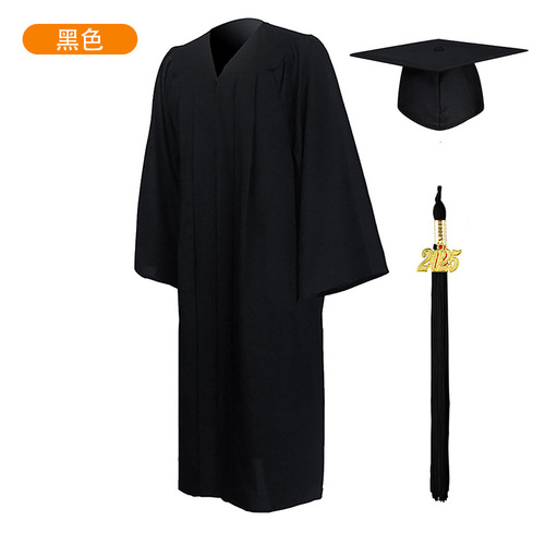 2025 New Woven Academic Gown American Style Adult Graduation Dress University Degree Dress Set Graduation Robe Academic Attire