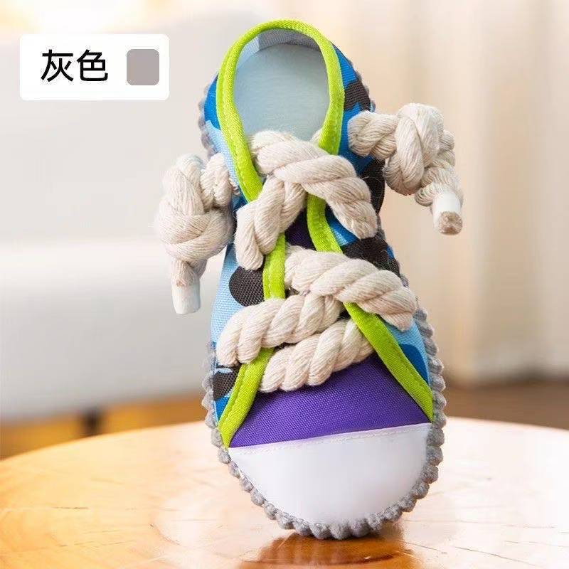 新款狗狗玩具磨牙自嗨发声拖鞋中小型犬棉绳结训练耐咬宠物玩具|undefined