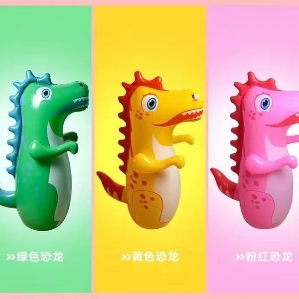 Inflatable Dinosaur Tumbler Douyin Hot Item 90cm Children's Inflatable Boxing Column Prop Stress Relief Toy Wholesale