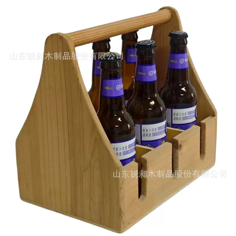 木质酒提家用餐厅多格木质啤酒提篮酒庄餐厅手提酒架厂家直供
