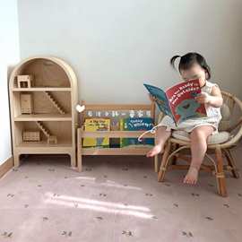 INS韩国新款橄榄花法兰绒短毛地垫宝宝爬行游戏垫客厅地毯可机洗