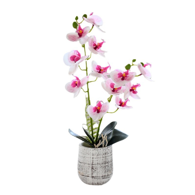 12 flores falsas sensación orquídea mariposa bonsai simulación de flores decoración interior adornos flores artificiales simulación de maceta image 6