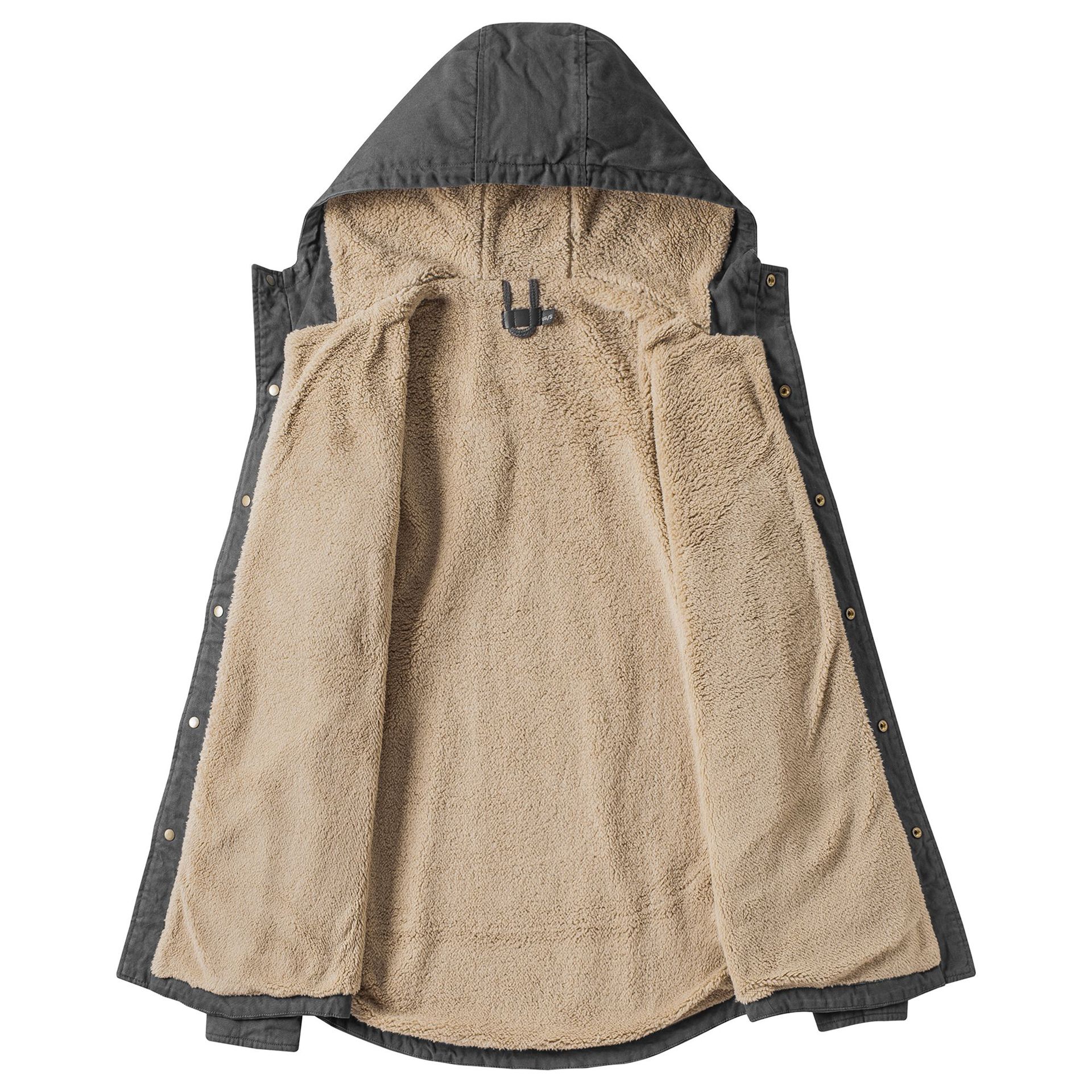 Men's Clothing men's plus velvet solid color jacket casual long sleeved shirt autumn and winter hooded lambskin coat plus size tops_voghion.com
