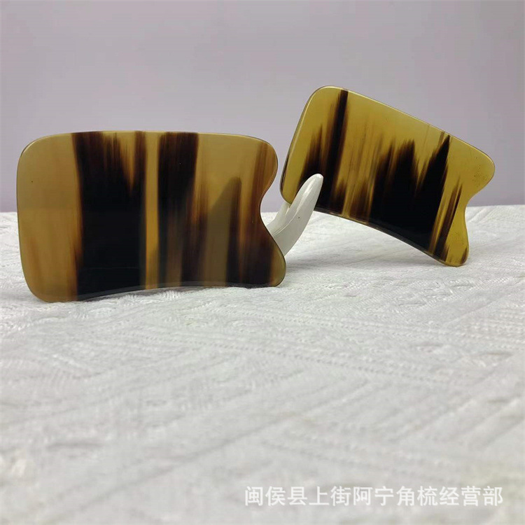 Horn Gua Sha Board Square Scraping Plate with Comb Edge and Meridian Rod for Full Body Massage overview