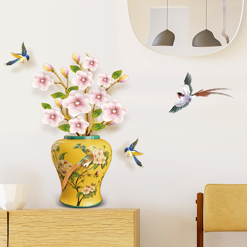 Realistisk 3d vas väggdekal för heminredning_voghion.com