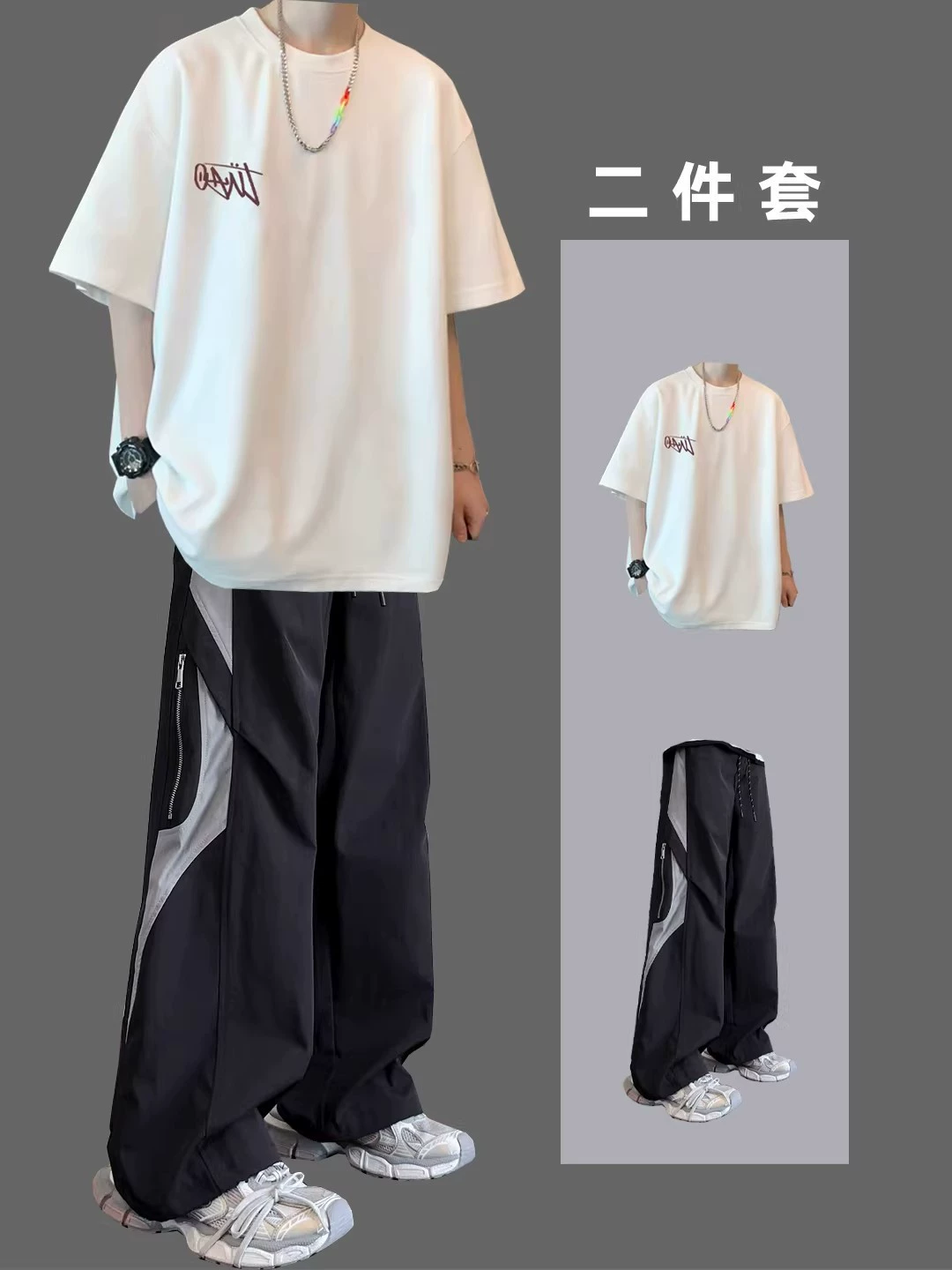 Комплект рукавов, летний спортивный костюм в тренде, с коротким рукавом, oversize, для подростков, комплект из 2 предметов