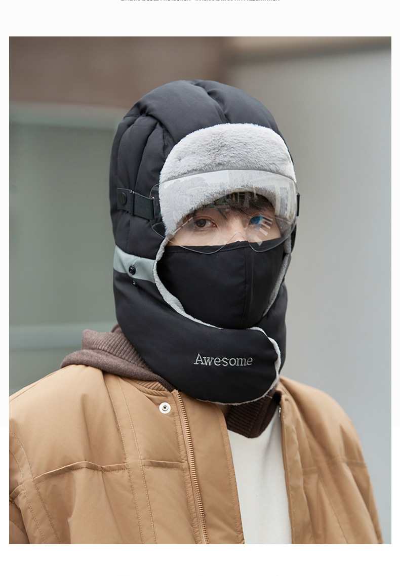 Trapper Hats Hat male winter cotton riding electric bike with wool thickened windproof ear protection hat warm Lei Feng hat female_voghion.com