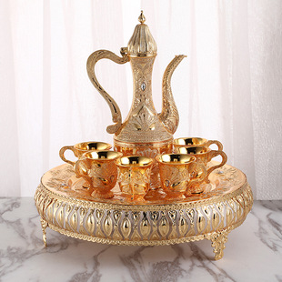 European Wine Set Metal Material Hotel Home Golden Flask Wine Glass Banquet Supplies Pattern Factory Direct Supply