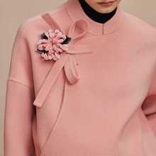 2025冬季新款羊绒双面呢外套女装新中式国风斜襟盘扣毛呢短款大衣