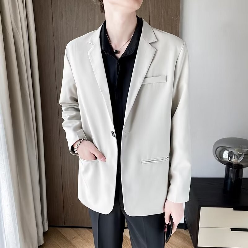 Men's Business Blazer Korean Style Trendy Long-Sleeve Formal Top Casual Slim-Fit Suit Jacket Non-Iron Treatment