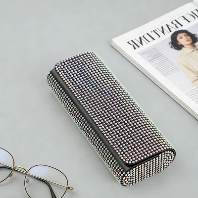 Diamond-Encrusted Car Glasses Case, Multi-Functional Car Glasses Clip/Bill Clip - colored-diamonds