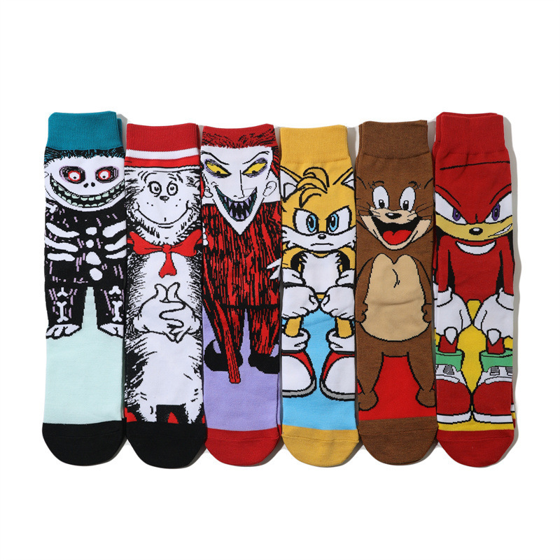 Anime Personality Cartoon Socks Clown Film Socks Cotton Zhongtong Men and Women Cross-border Socks Long Tube Anime Socks Skateboard Socks