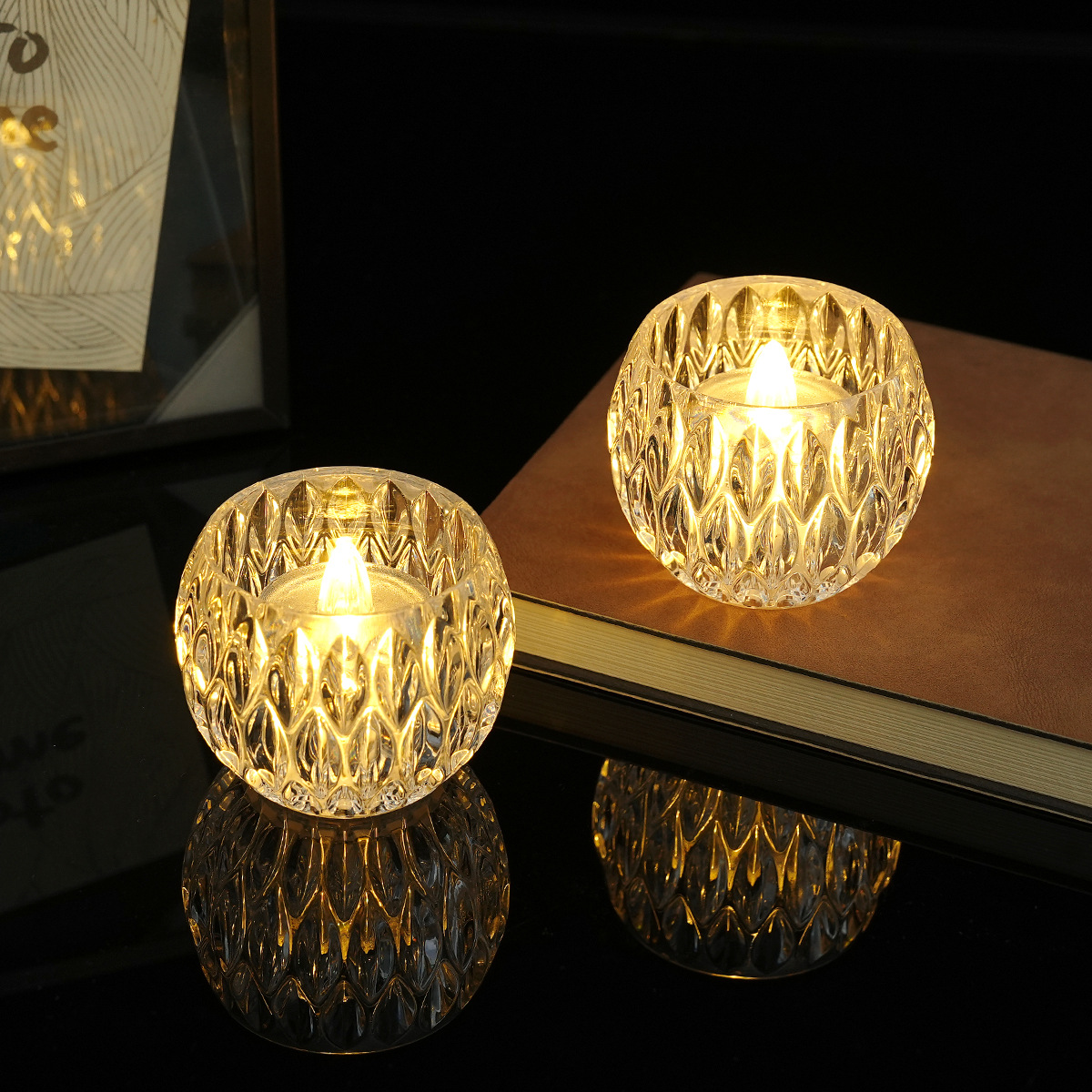 Navidad copo de nieve luz de vela electrónica LED sin humo té cera simulación vidrio fiesta de cumpleaños ambiente romántico luz de vela