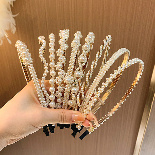 Elegant Pearl Hairband for Women, 2025 Pressed Hair Hoop—Simple, Versatile Hair Clip Perfect for Outings and Boho Summer Styling