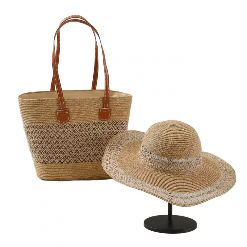 Handmade Rattan Shoulder Bag With Leather Trim And Seagrass_voghion.com
