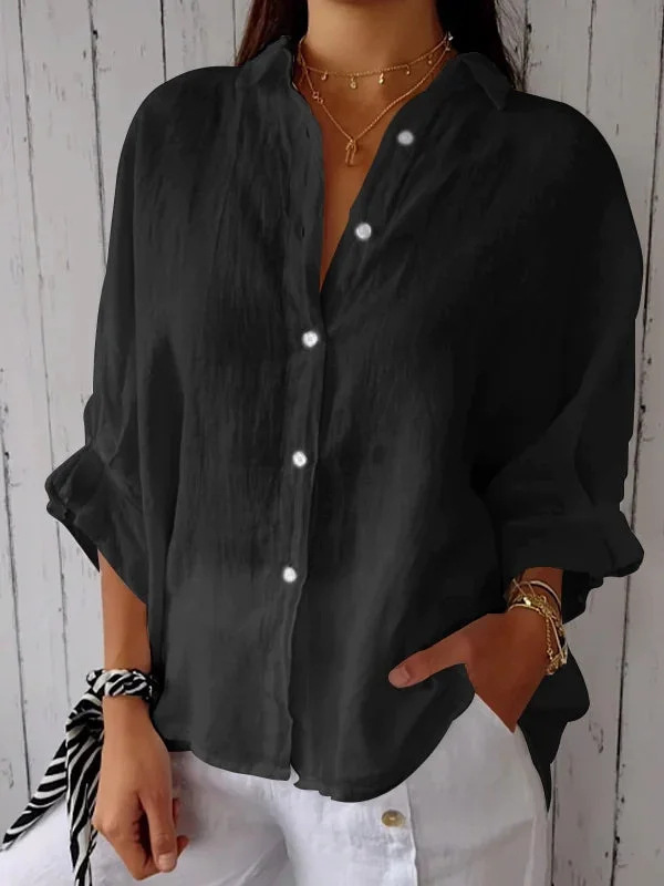 Women's Blouse Long Sleeve Blouses Button Casual Solid Color display picture 9