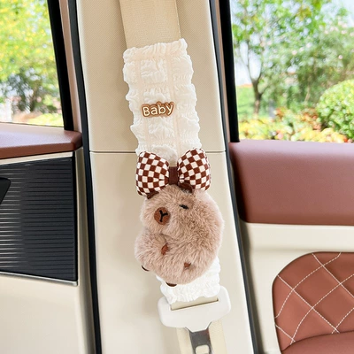 car decoration cute decoration — Seat belt shoulder pad - bow-side-body-kapibala-1-puff-shoulder-pad