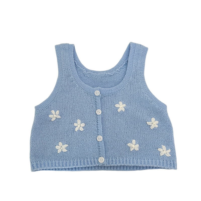 Chica coreana de moda chaleco de punto 2026 nuevo estilo extranjero niña plegable chaleco de cinturón de moda blusa delgada