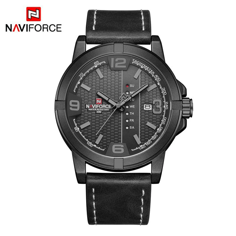 Naviforce Lingxiang 9177 новый мужской часы персонализированный циферблат кожаная игла выемка сплав недельный календарь стекло